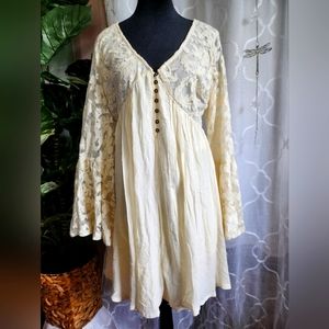 Xhilaration Cream Long Sleeve XXL Short Lace Dress